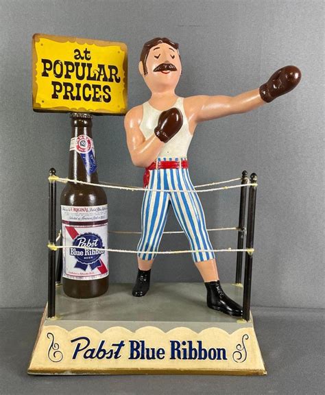 Vintage Pabst Blue Ribbon Display Metal Boxing Ring w Boxer